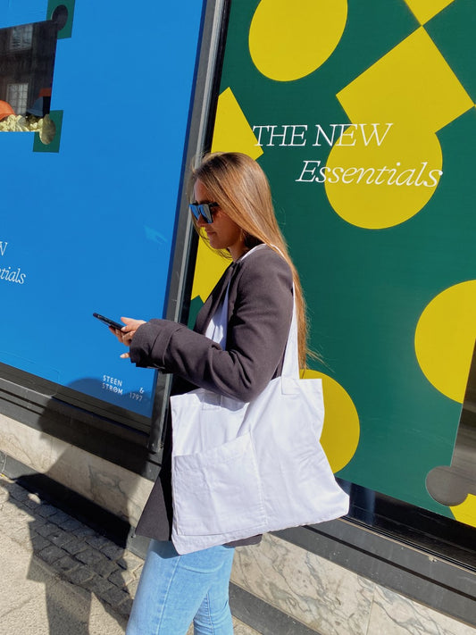 Tote bag -  stor - hvit